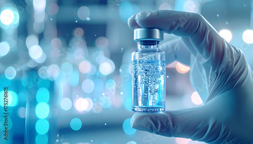 Science in Hand: A gloved hand delicately holds a vial of scientific marvel, symbolizing the forefront of medical discovery and innovation, showcasing scientific excellence.