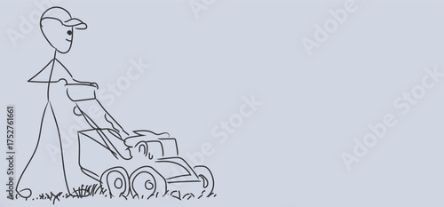 StickMan Mowing Lawn