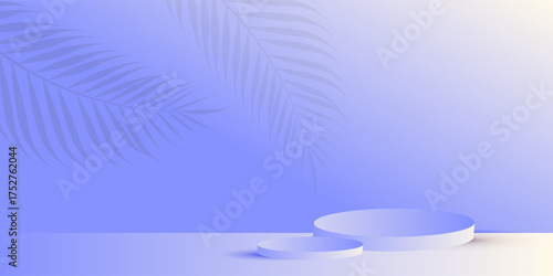 Cosmetic background for product, branding and packaging presentation. geometry form square molding on podium stage with shadow of leaf background. vector design.