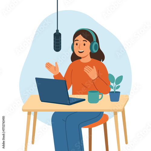 Podcast Conversation Recording flat illustration
