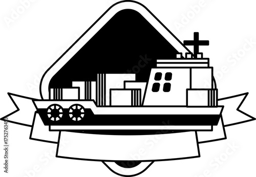 black and white logotype of an isolate Cargo ship