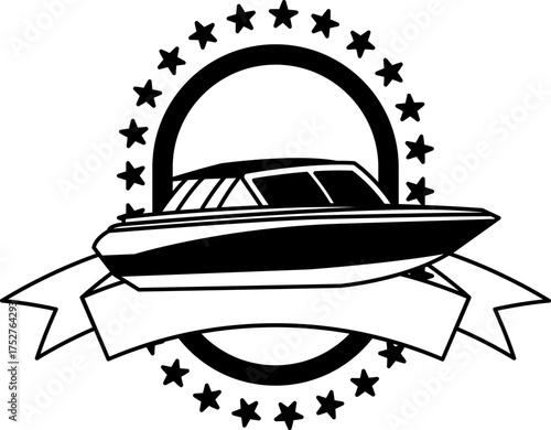black and white logotype of an isolate Speedboat