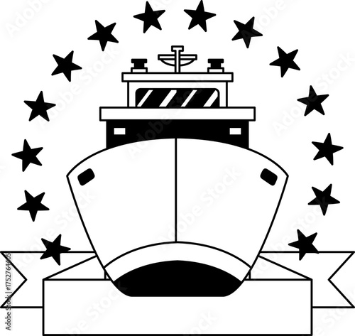 black and white logotype of a Cargo Ship