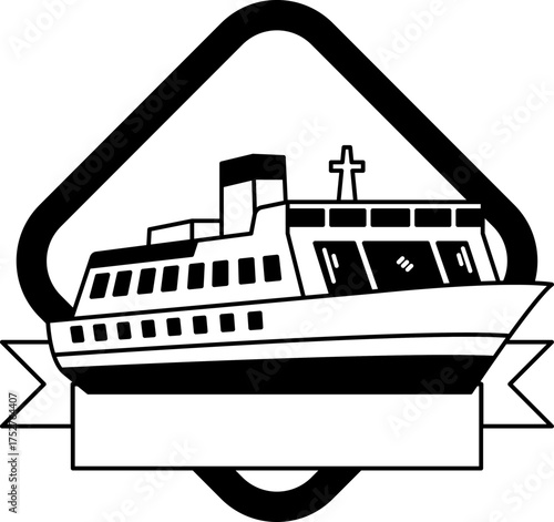 black and white logotype of a cruise ship