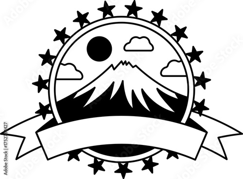 black and white logotype of a Mountain landscape