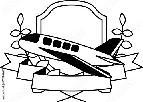 black and white logotype of an isolate Airplane