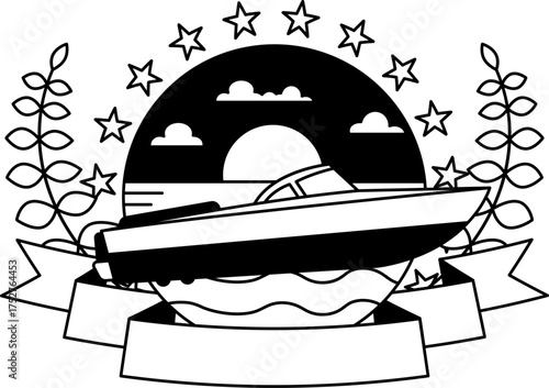black and white logotype of an isolate Speedboat