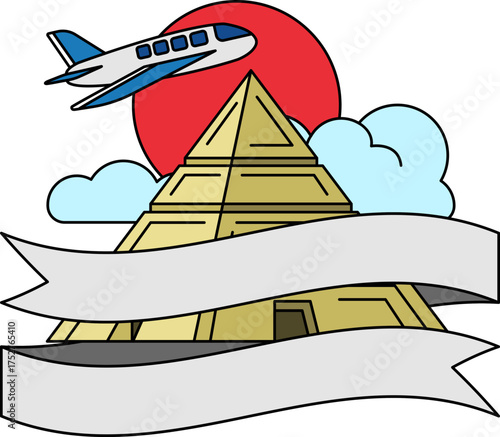 logotype of an Airplanes above the pyramids