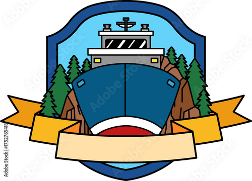 logotype of a Cargo ship in the ocean