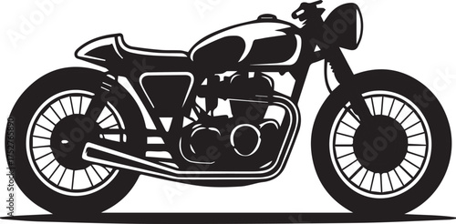 Cafe Racer Style Motorcycle Side View. Vintage Transport Clipart Silhouette
