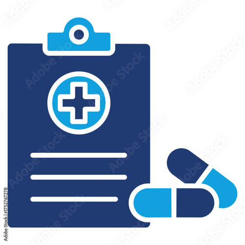 Prescription Flat Blue Icon vector illustration