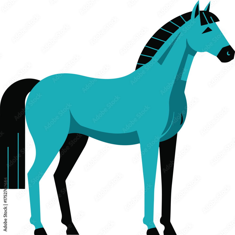Obraz premium Stylized Blue and Black Horse Illustration animal equine