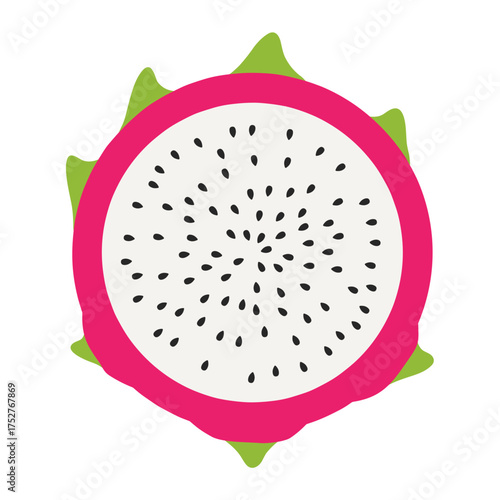 Flat Vector Illustration of a Dragon Fruit