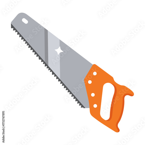 Flat Vector Illustration of a Hand Saw