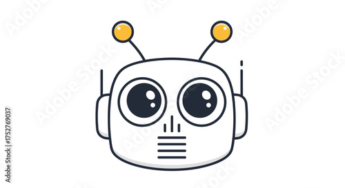 This is a cartoon robot character with big eyes and antennae.