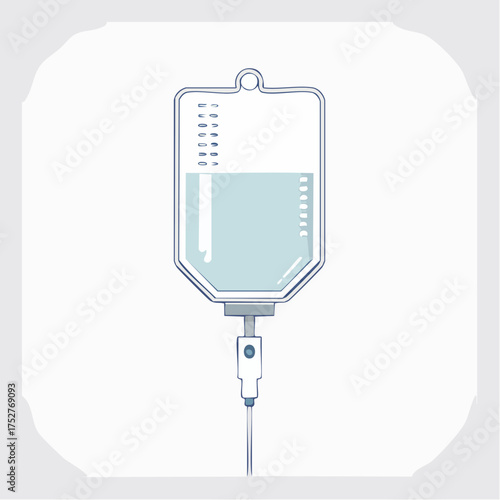Illustrated Intravenous IV Drip Bag with Fluid.