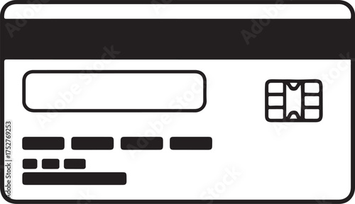 Simple line art credit card mockup for financial transactions