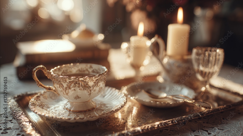 Naklejka premium Elegant tea setting