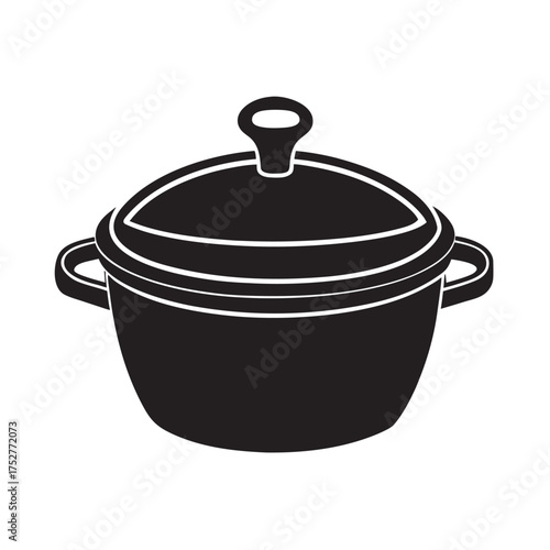 Ceramic Cooking Pot With Lid Silhouette Illustration