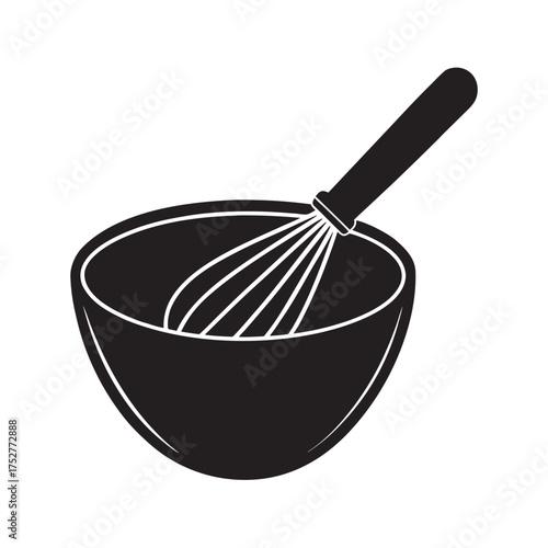 Ceramic Mixing Bowl And Whisk Silhouette Design