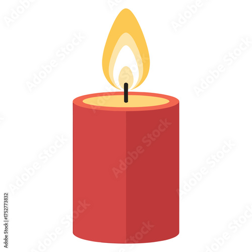 Warm red candle flame burning bright for holidays or cozy relaxation moments