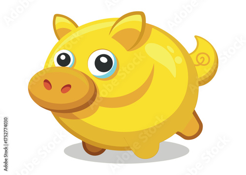 Illustration of a cute yellow piggy bank isolated on white background