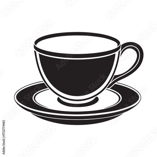 Ceramic Teacup With Saucer Silhouette Design