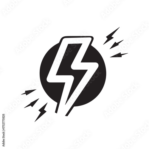 Silhouette vector illustration of a lightning icon symbol.