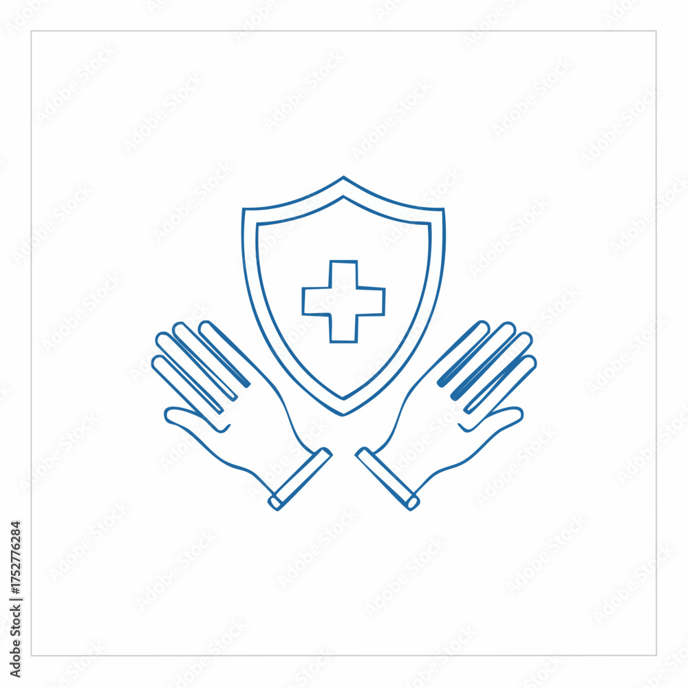 Obraz premium Medical Protection Symbol with Shield Gloves and Cross.