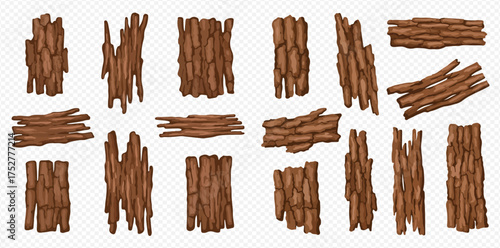 Illustration of various wooden planks and boards in different shapes and arrangements.
