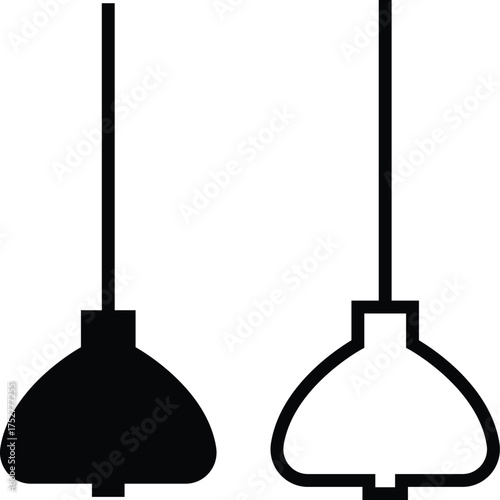 Lamp icon set in flat and outline styles. Table lamp silhouette symbols, home decoration and interior design elements, lighting fixture vectors illustration. Furniture for personal and commercial use.