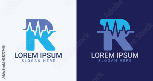 Letter R Heartbeat Medical Monogram Healthcare Logo

