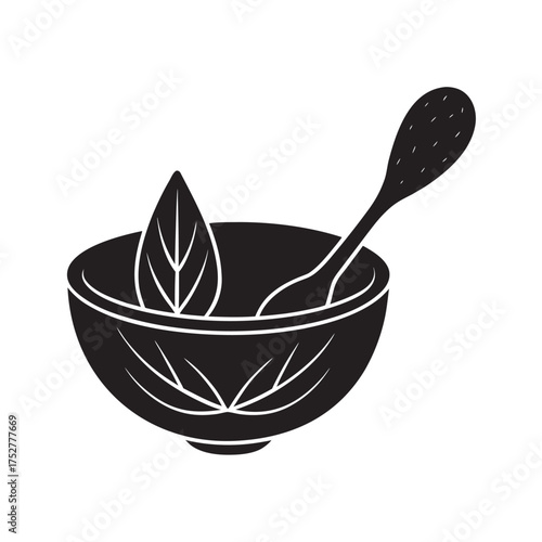 Wooden Bowl And Spoon Silhouette Artwork