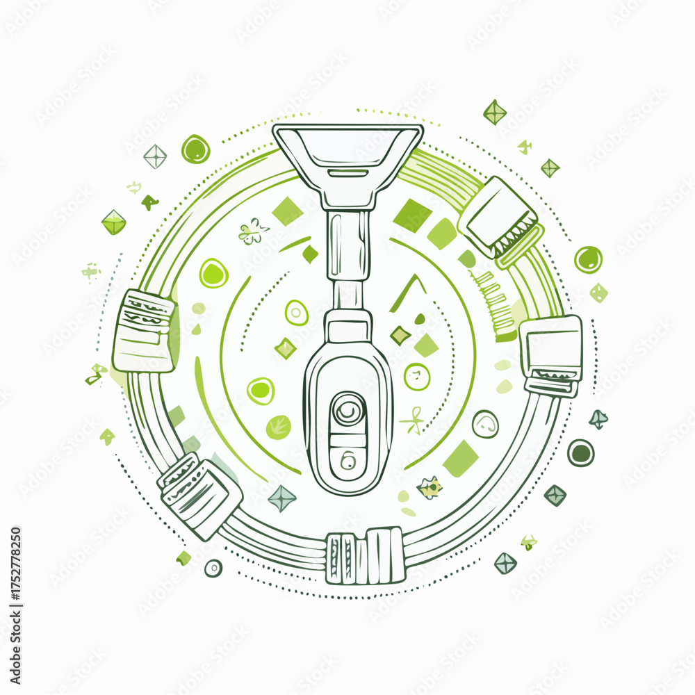 Obraz premium Modern Handheld Vacuum Cleaner with Circular Design Elements.