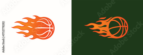 Flaming Basketball Sports Team Mascot Branding Logo

