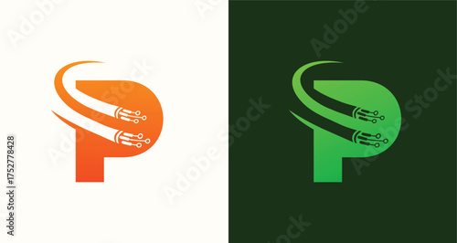 Letter P Fiber Cable Tech Connectivity Logo

