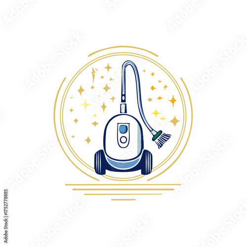 Modern Vacuum Cleaner with Blue and White Design.