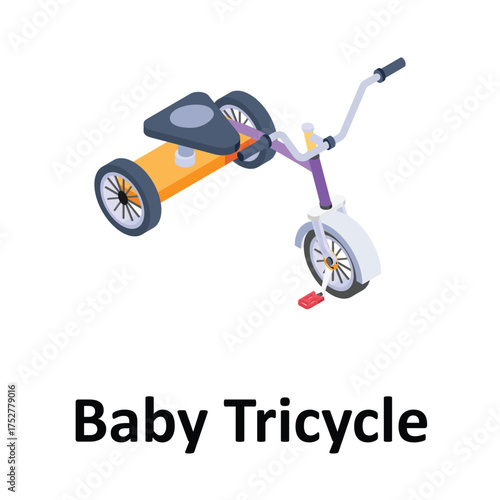 Baby Tricycle Vector icon which can easily modify or edit