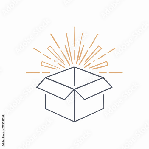 Open Box with Bursting Light Illustration Design.