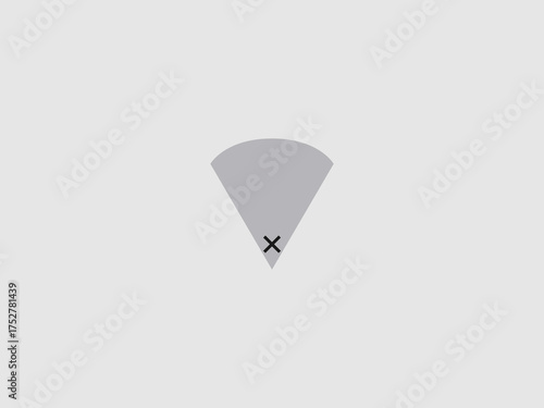 A gray fan shaped wedge