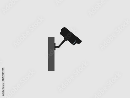 flat black icon of a wall mounted CCTV security camera or surveillance camera