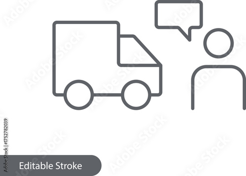 Delivery Truck Icon, Shipping Communication Graphic, Isolated on Transparent Background