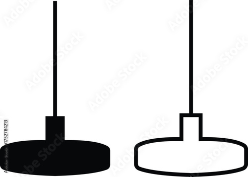 Lamp icon set in flat and outline styles. Table lamp silhouette symbols, home decoration and interior design elements, lighting fixture vectors illustration. Furniture for personal and commercial use.