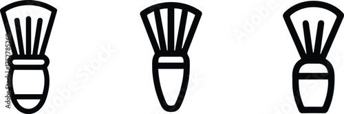 Shaving Brush and Makeup Brush Line Art Set.