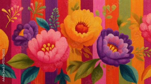 Colorful floral pattern background with roses