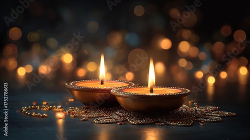 Illuminating diwali with glowing diya lamps, symbolizing the victory of light over darkness and spiritual awakening