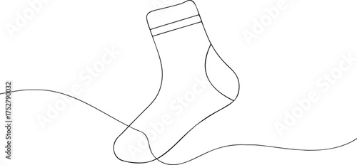 Single line drawing of a sock with stripes line art