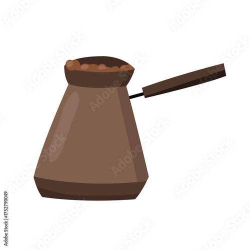 Brown coffee turk pot with wooden handle