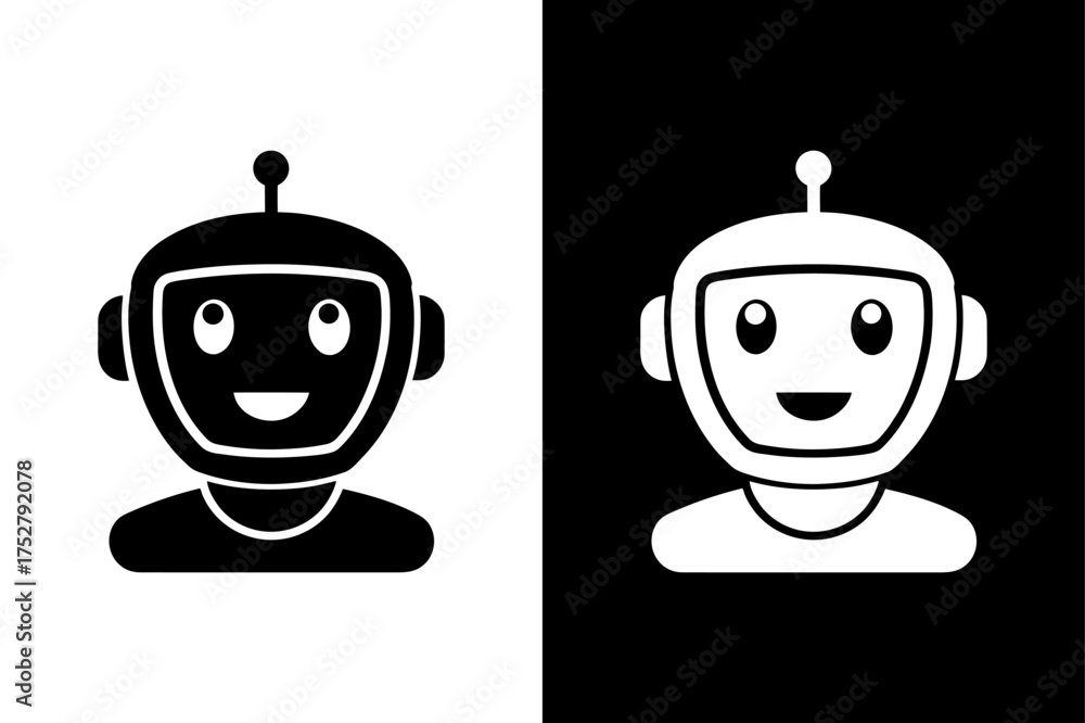 Obraz premium Modern AI Technology Concept — Rounded Robot Face Vector Design.