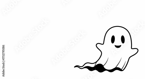 Charming Little Ghost Isolated On White Background Illustration